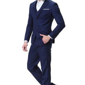 Men's 3-Piece 2 Buttons Slim Fit Solid